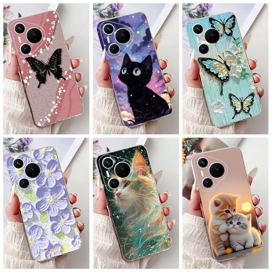 For Huawei P60 Pro Case Beautiful Flowers Butterfly Painted Cover Soft Slim Phone Case For Huawei P60 Art P 60 Pro P60Pro Bumper