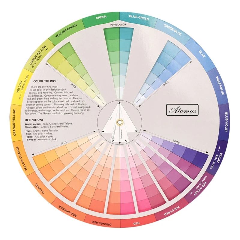 New Professional Paper Card Design Color Mixing Wheel Ink Chart Guidance Round Central Circle Rotates Tattoo Nail Drop Shipping