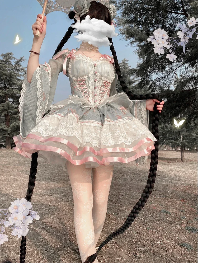 Chinese Style Suspender Dress Jsk 2025 Summer Sweet Girls Lolita Princess Dress Ballet Style Mini Dresses for Women