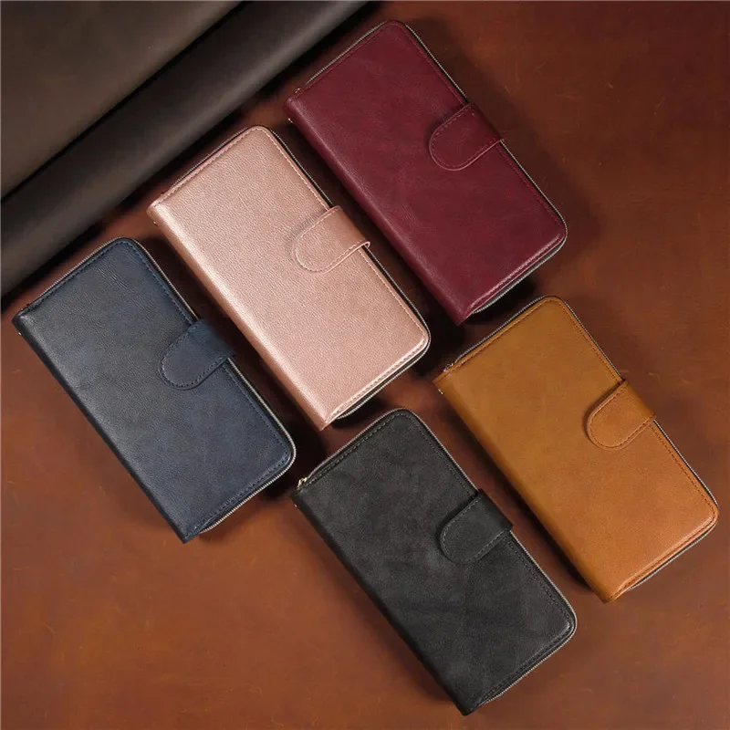 For Xiaomi Redmi Note 12 13 Pro Plus 5G Zipper Wallet Leather Case For Redmi Note 13 4G Case Note 12S 11S 11 E Pro X6 X5 Cover