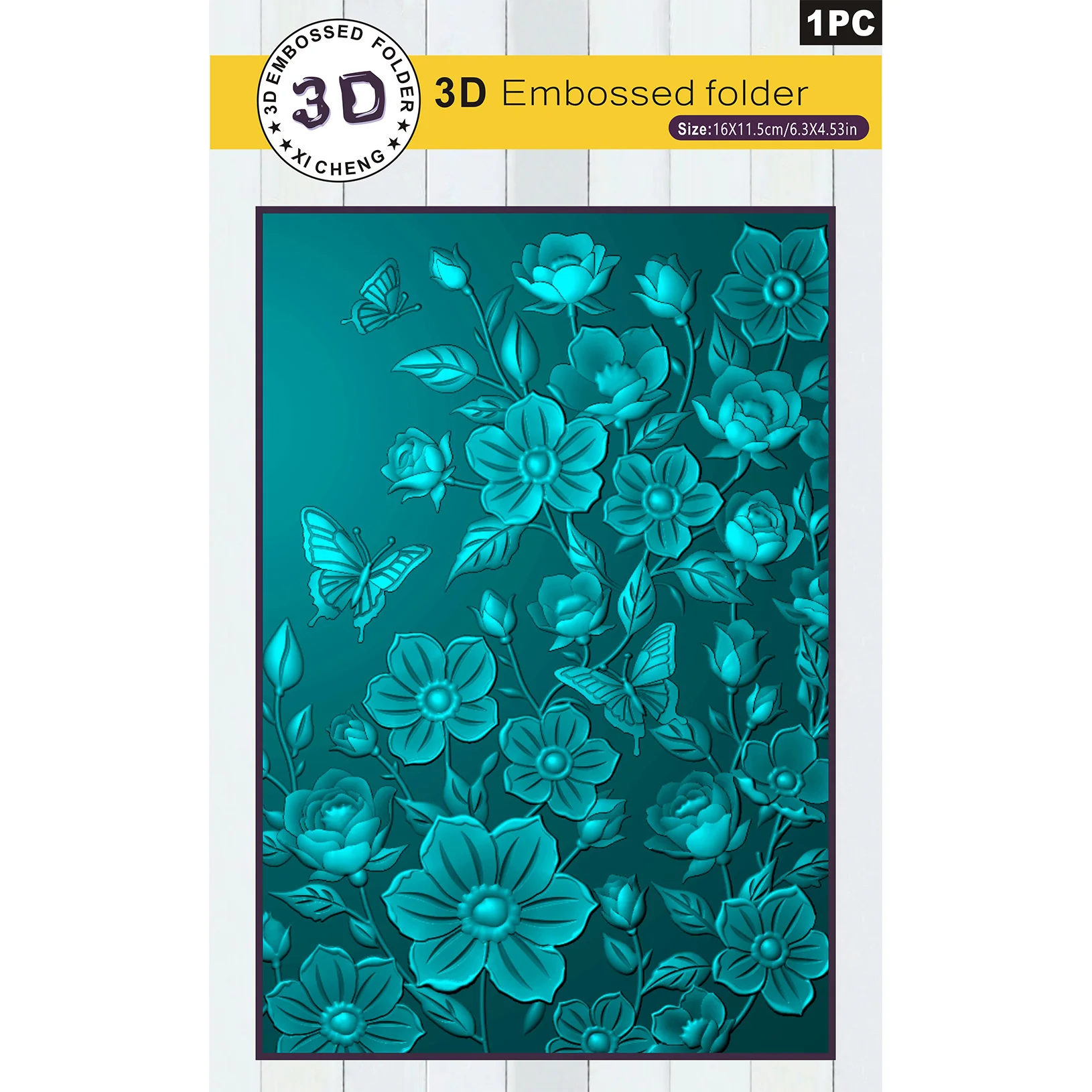 3D-Reliefordner, Smaragdblumen-Schmetterlings-Design, transparenter Kunststoff, Liebesthema, geeignet für DIY-Sammelalbum, Kartenherstellung usw
