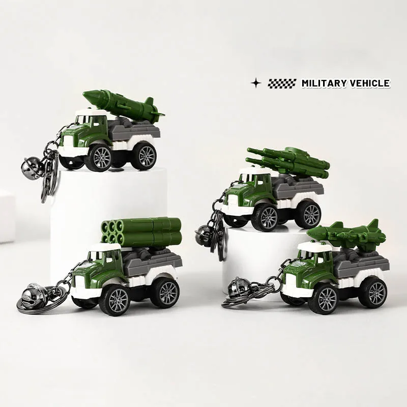 Mini simulación de misil, coche militar, llavero de juguete, colgante para niños, modelo de coche militar extraíble, decoración de mochila escolar, colgante, regalos para niños
