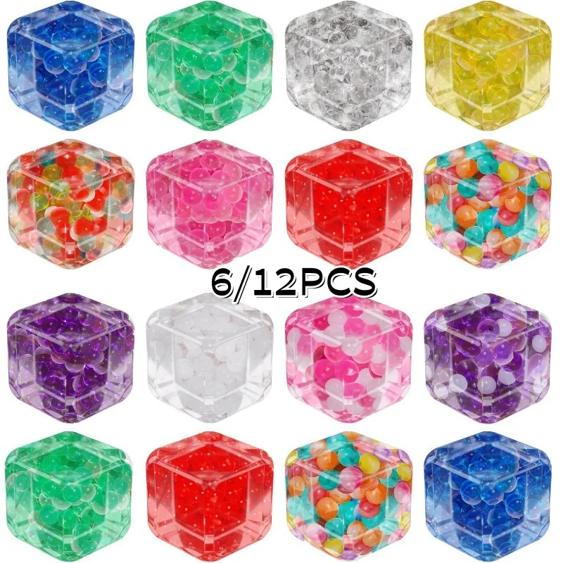 6/12個入り ミニストレスキューブ フォーム粒子入り、スクイーズストレスボール ストレス解消おもちゃ 子供・ティーン向け 鎮静おもちゃ