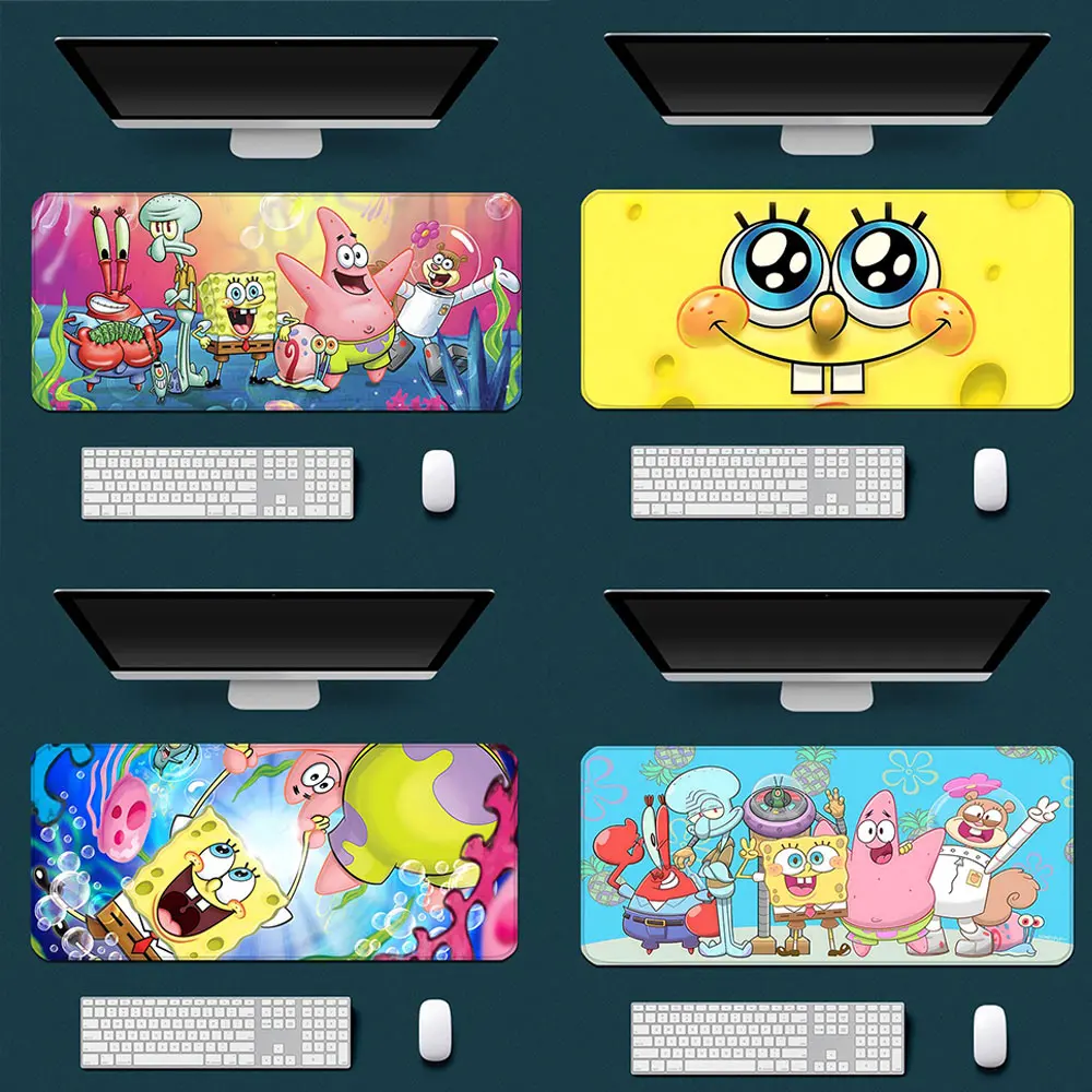 Mousepad HD Printing Computer Gamers Locking Edge Non-slip Mouse Pad XXL90x40cm Keyboard PC S-SpongeBobs Desk Pad