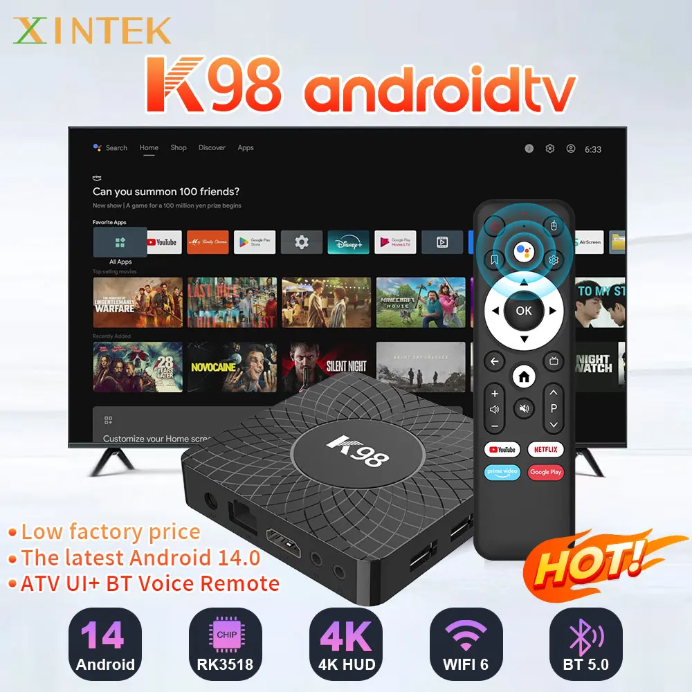2025 K98 TV Stick Android14.0 TV Box HDR RK3518 Wifi BT5.0 تلفاز ذكي 2.4G 5G 4K HD صندوق تلفاز ذكي صوت عن بعد مجموعة صندوق علوي #1