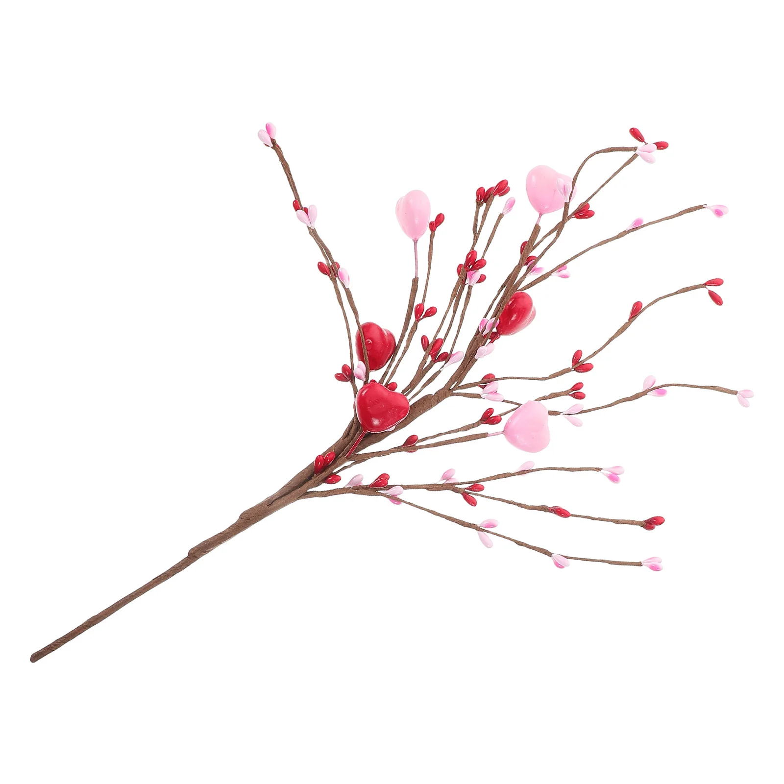 

Valentines Day Berry Stem Pick Heart Design Artificial Branch for DIY Home Decor Shelf Display Romantic Party Event Ornament