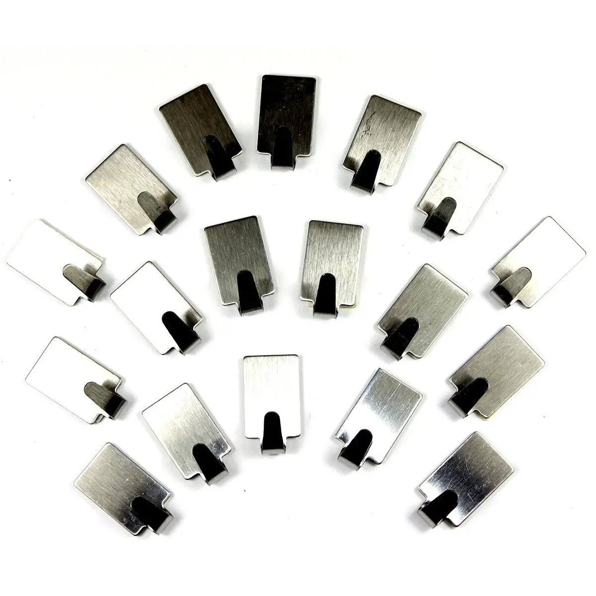 

12pcs Stainless Steel Hooks Adhesive Wall Mount Detachable Hangers for Kitchen Bathroom Towel Rack Silver 29x16mm