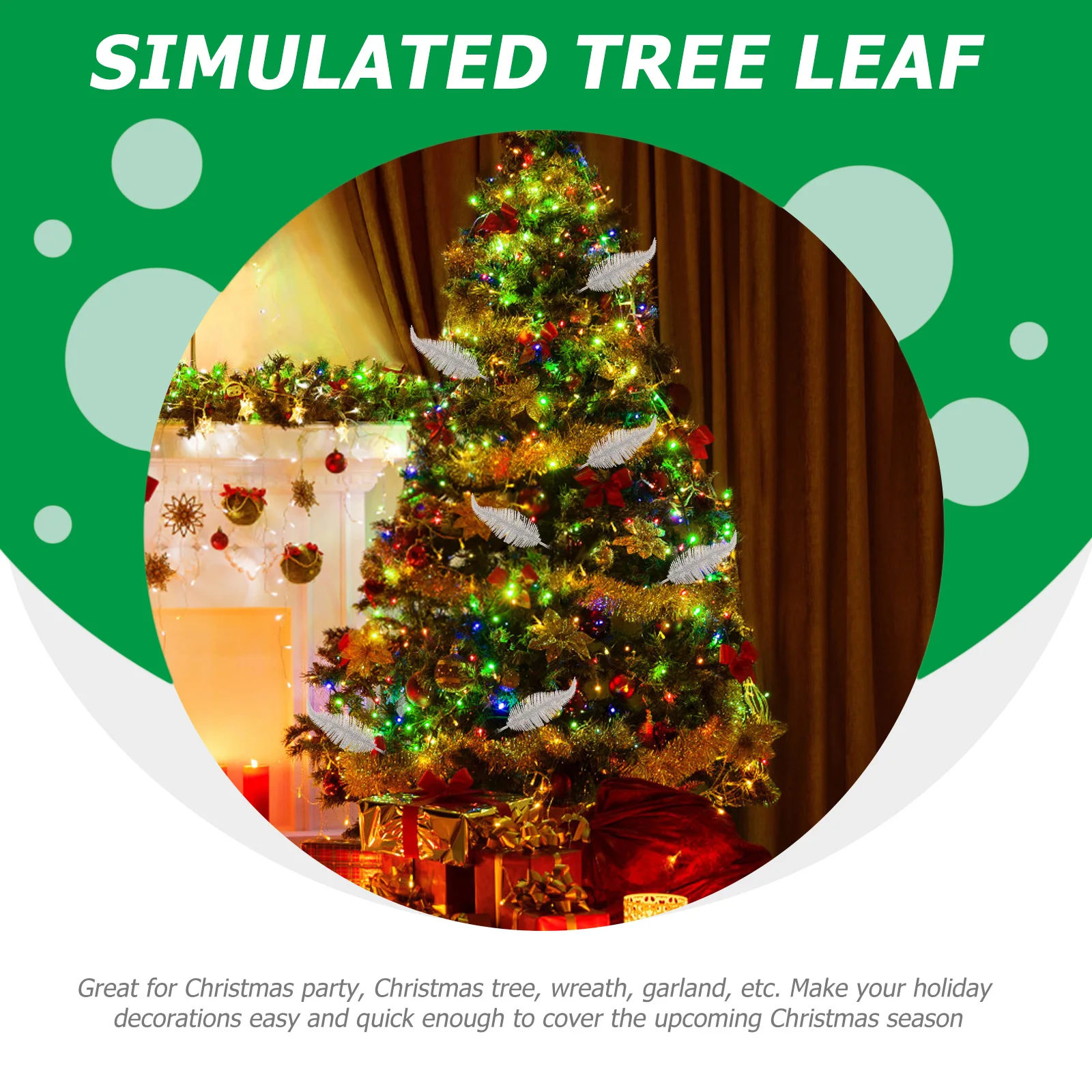 

6pcs Glitter Christmas Leaf Clips Diy Wreath Garland Decorations Simulated Tree Leaves Holiday Party Supplies Xmas Tree