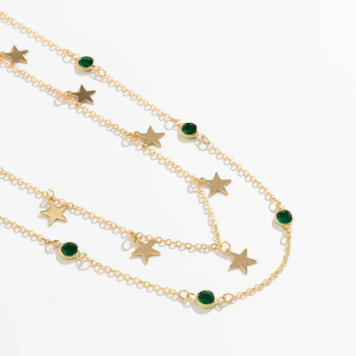 Versatile Waist Chain Female Sexy Crystal Body Chain Beach Bikini Waist Chain Simple Double-layer Rhinestone Pentagram Pendant