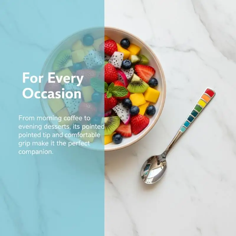 2Pcs Colorful Enamel Macaron-Colored Spoons Stainless Steel Dessert Spoons Modern Tableware for Birthday and Weddings