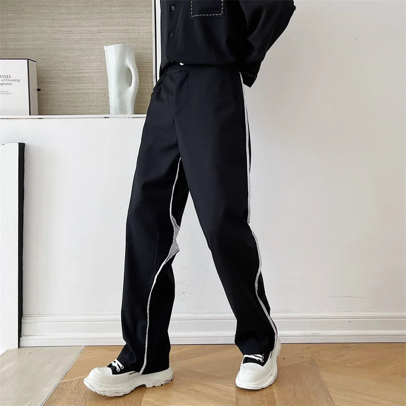 Fashion Menswear ChicColor Block Spliced Trousers Men's New Loose Mid Waist Straight Casual Sweatpants Tide Autumn 2022