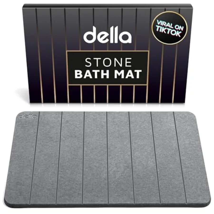 Premium Stone Bath Mat - Luxurious Quick Drying Diatomite Bathstone for Bathroom Floor - Modern Super Absorbent Diatomaceous Ea