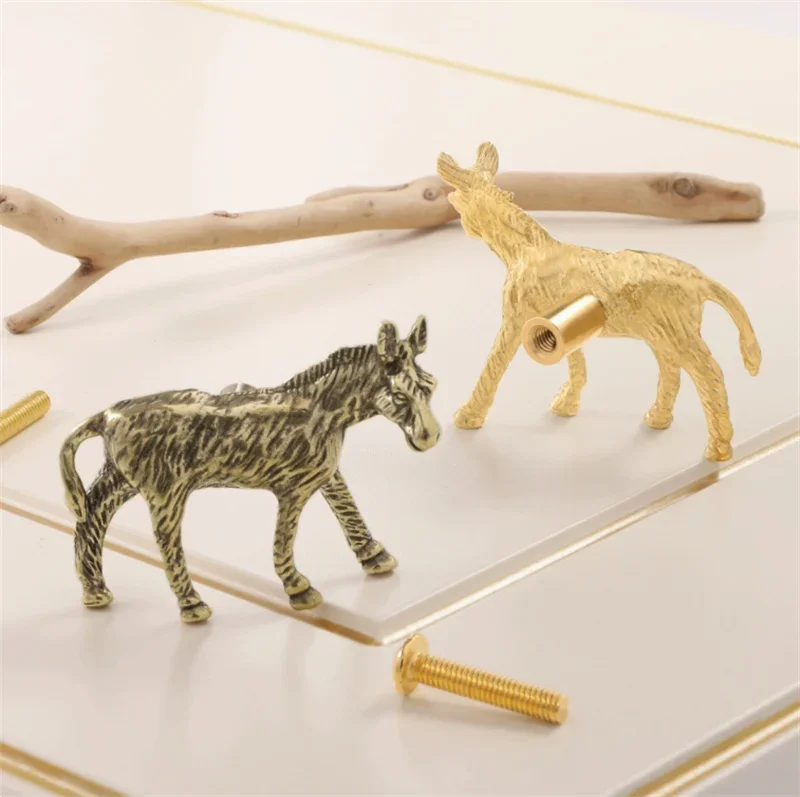 Diligent Donkey Furniture Handle Drawer Knob Brass Animal Handles For Kitchen Wine Cabinet Door Cupboard Wardrobe Closet Pulls