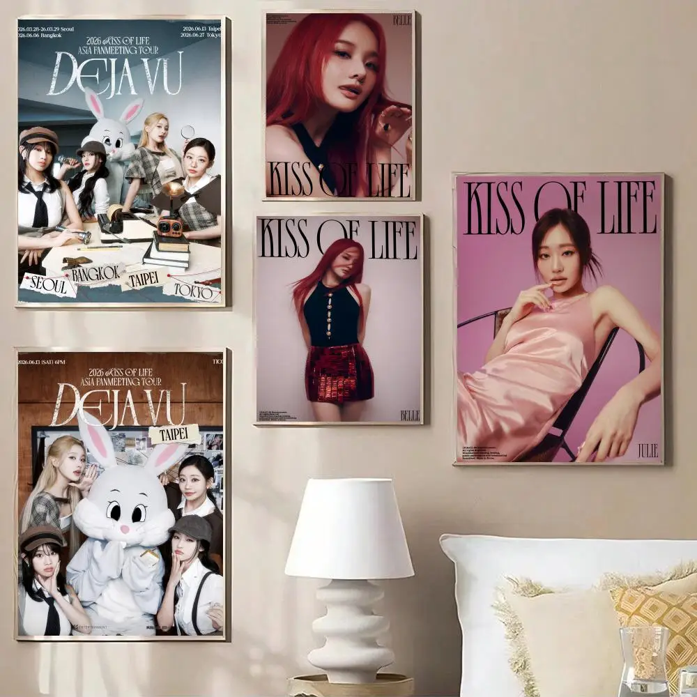 Famous Kpop K-KISS OF LIFE Poster Modern Minimalist Wall Art Prints for Bedroom Living Room Aesthetic Contemporary Decor Gift - view 3