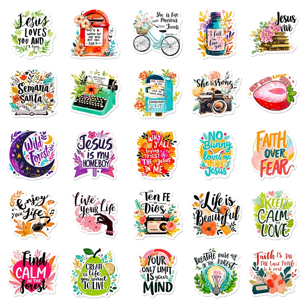 10/30/50PCS Bible Sticker Graffiti Decorative Luggage Guitar Laptop Skateboard Motorcycle Helmet Refrigerator Waterproof Sticker