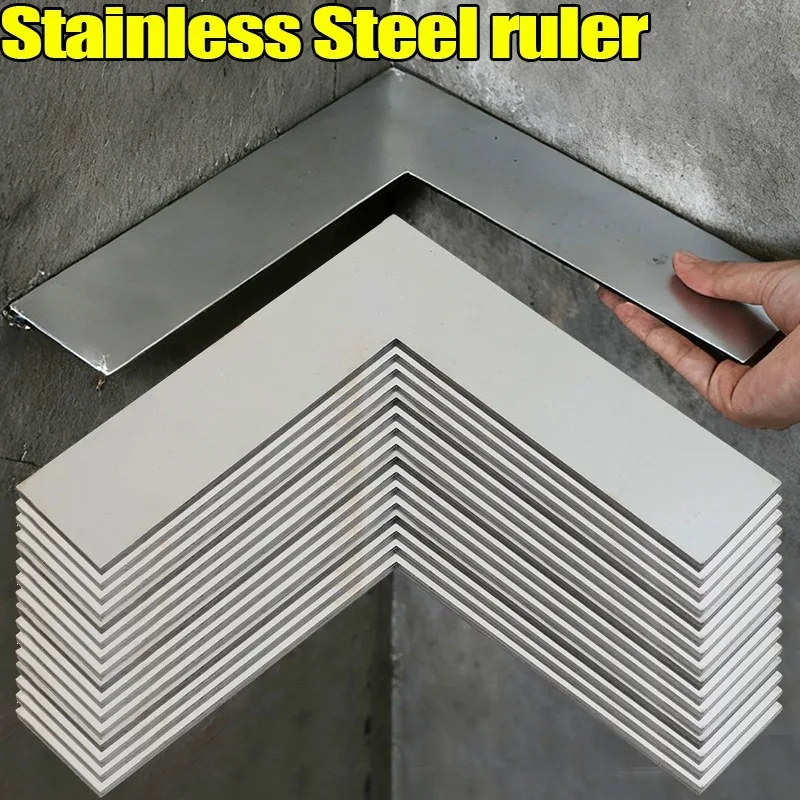 Stainless Steel Corner Ruler Multifunctional 90-degree Measurement Ruler Woodworking Industrial Level Precision Surveying Tools