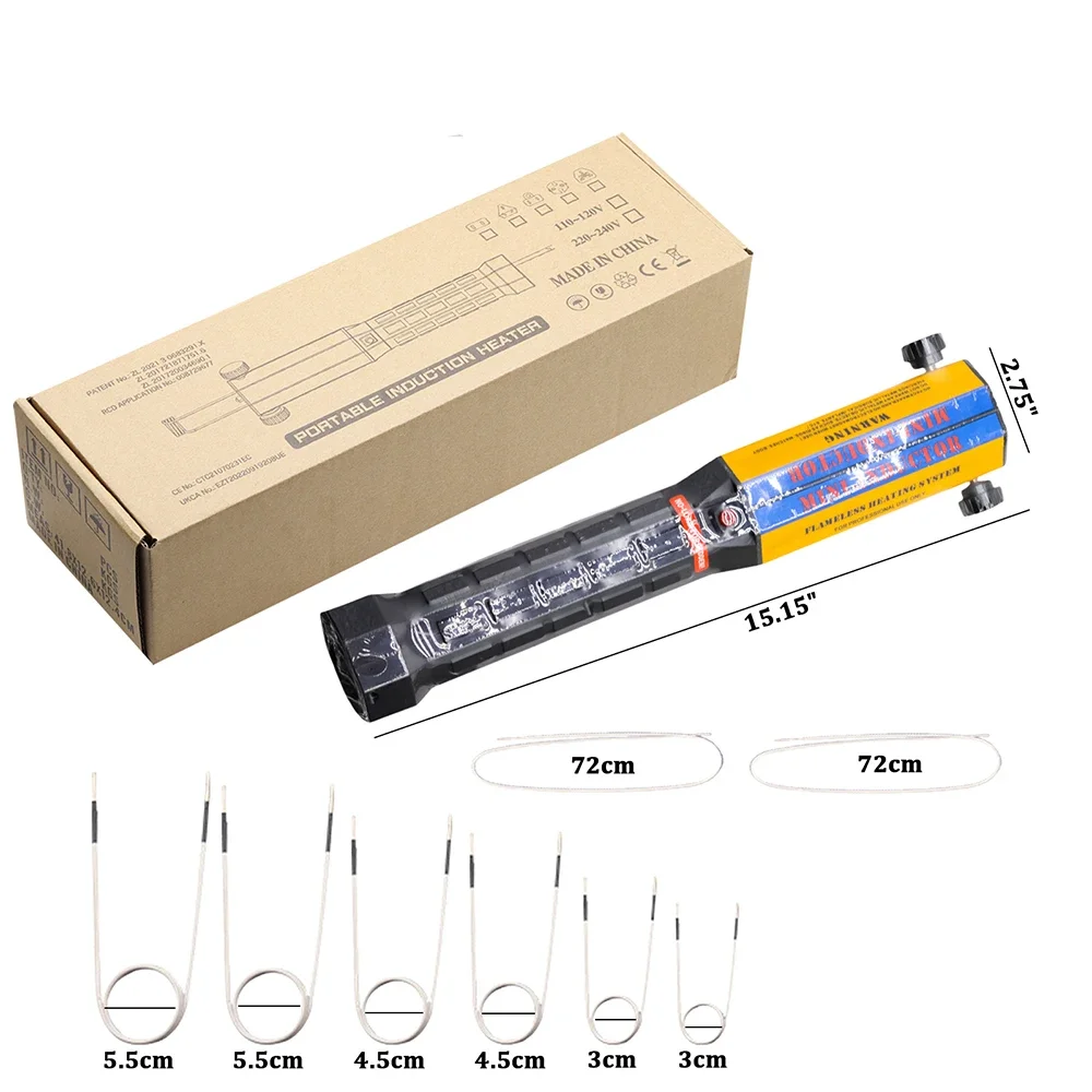 1000 W magnetische inductieverwarmingsset Vlamloze verwarmingstechnologie, met 8 spoelen gebruikt voor het verwarmen van moeren, tandwielen, lagers
