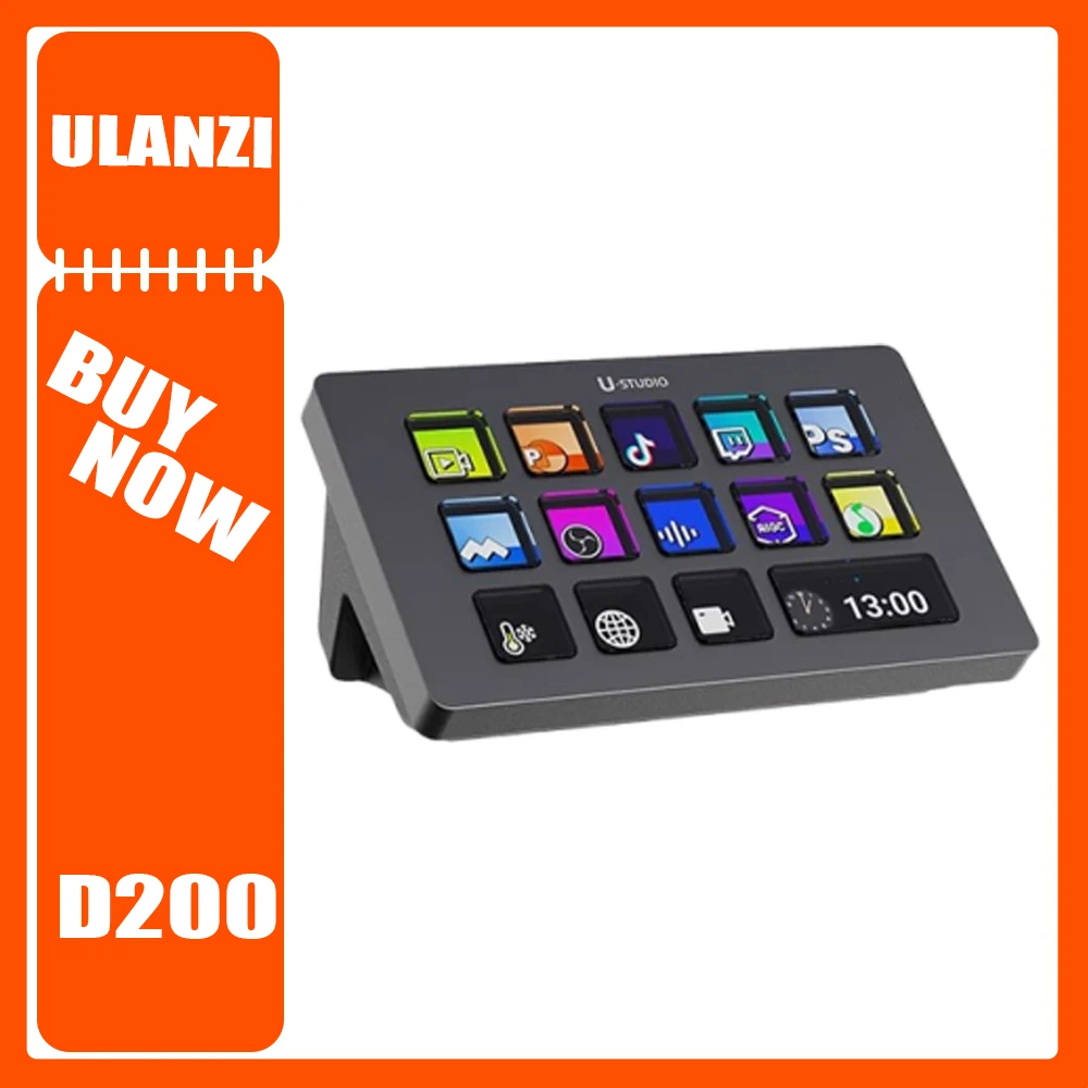 Ulanzi D200 Streamdeck 14Key Visual Mini Keyboard Custom Keypad with Screen Panel Desktop Shortcut Operator for Mac/Win Gifts