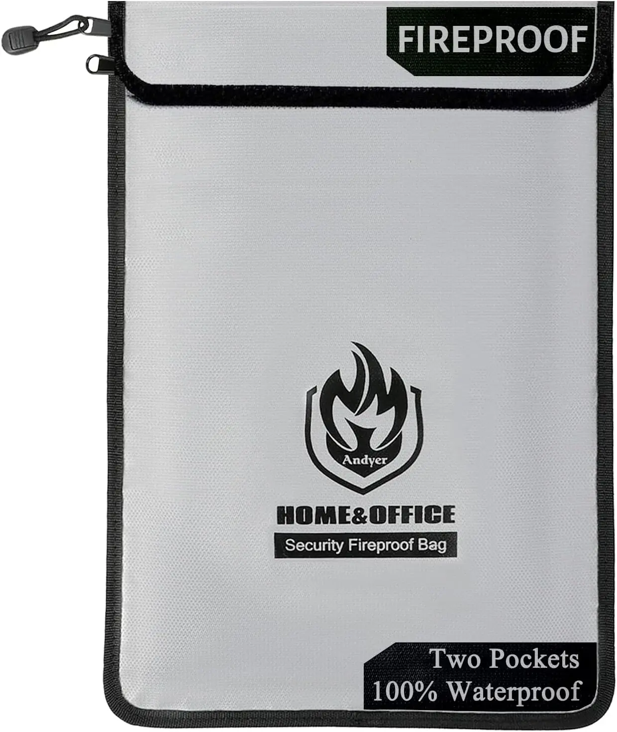 

Upgraded Fireproof Document Bag with Waterproof Zipper, 15x11 Inch for Cash and Valuables Storage