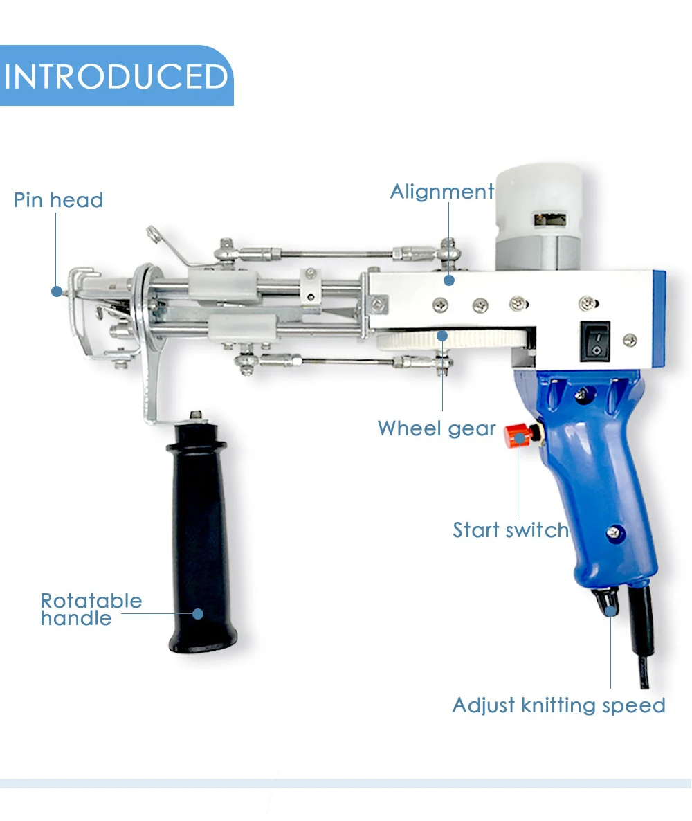 Elektryczny pistolet Tufting zestaw pistoletów 2 w 1, Tufting pito 7-21mm, z przędzą wełnianą i płótnem tuftingu, trymer dla początkujących