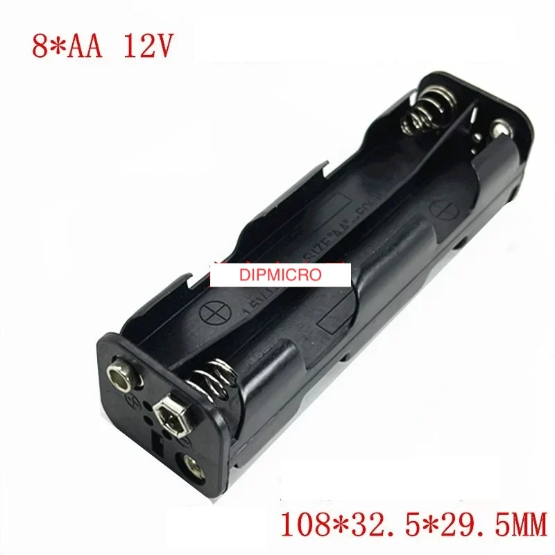 100pcs 8XAA 12V Battery Case with 9V Battery Snap Double Layer Long