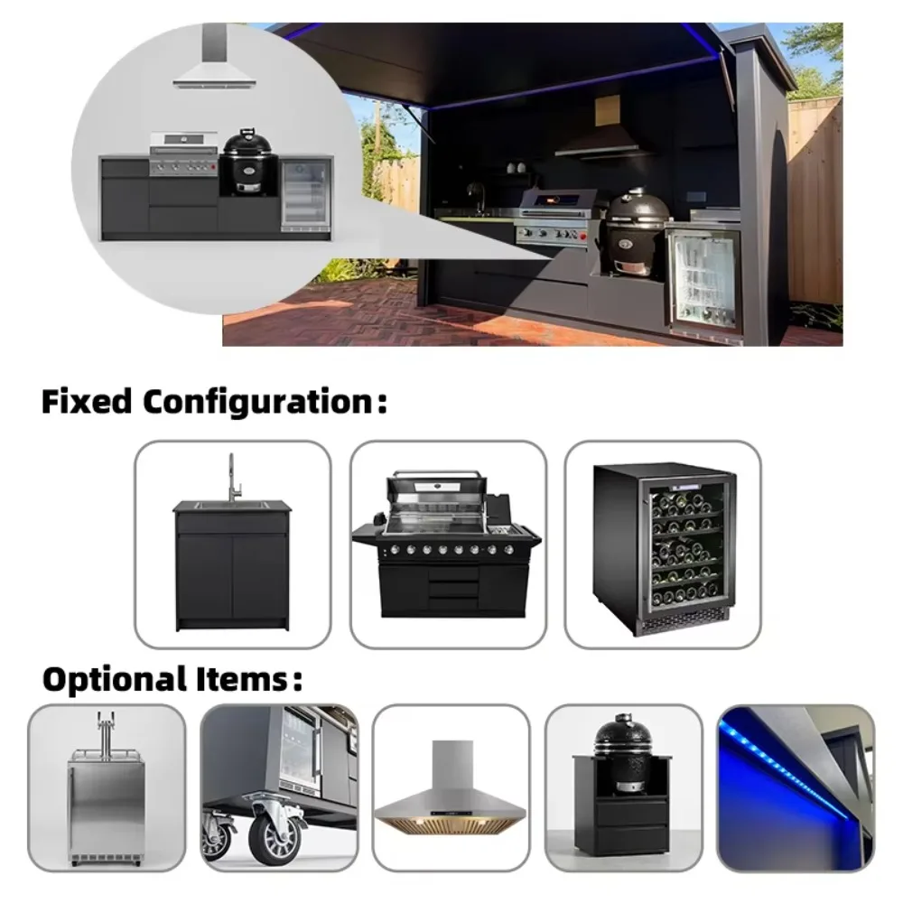 Custom 304 Stainless Steel Villa Outdoor Kitchen Shelter, BBQ Grill for Garden Backyard Outdoor Cooking image 2