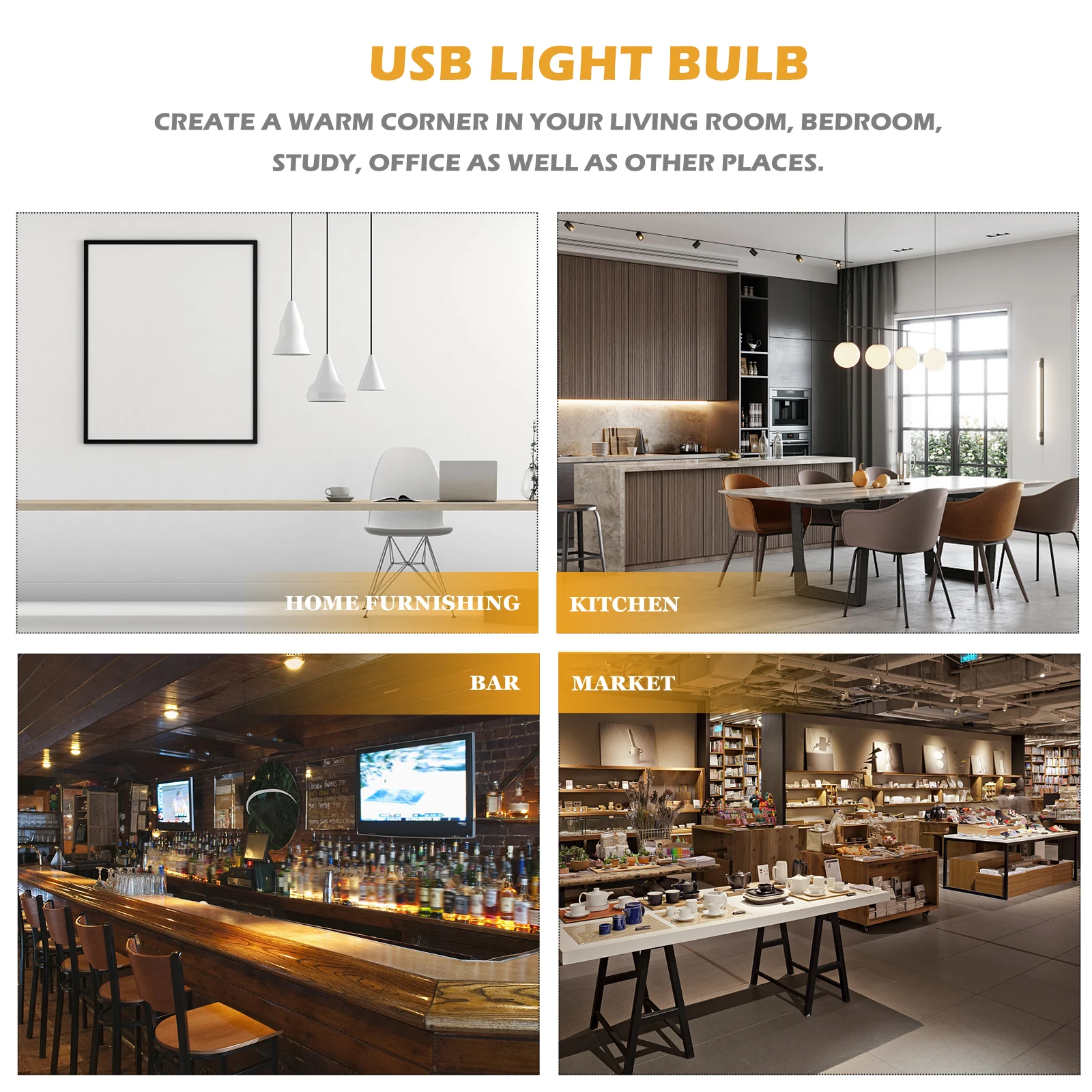 

2 Pcs USB Light Bulb Portable Camping Lantern Night Market Light Bedroom Lamp Tent Outdoor Lighting ABS Rubber for Garden