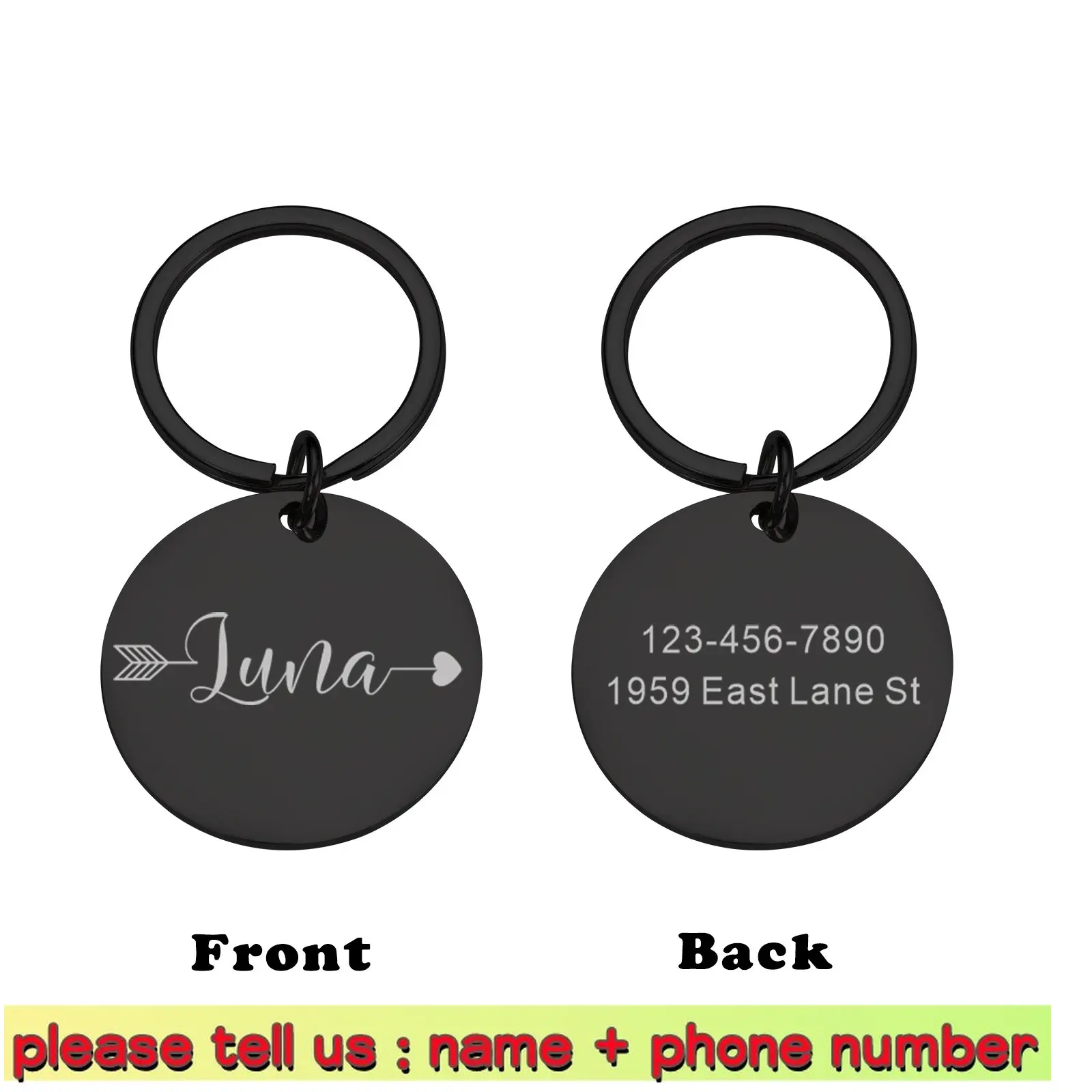 2023 New Personalized Dog ID Tag Anti-lost Mirror Name Tags Plates Free Engraving Dogs Cats Kitten   Nameplate Pendant for Pets