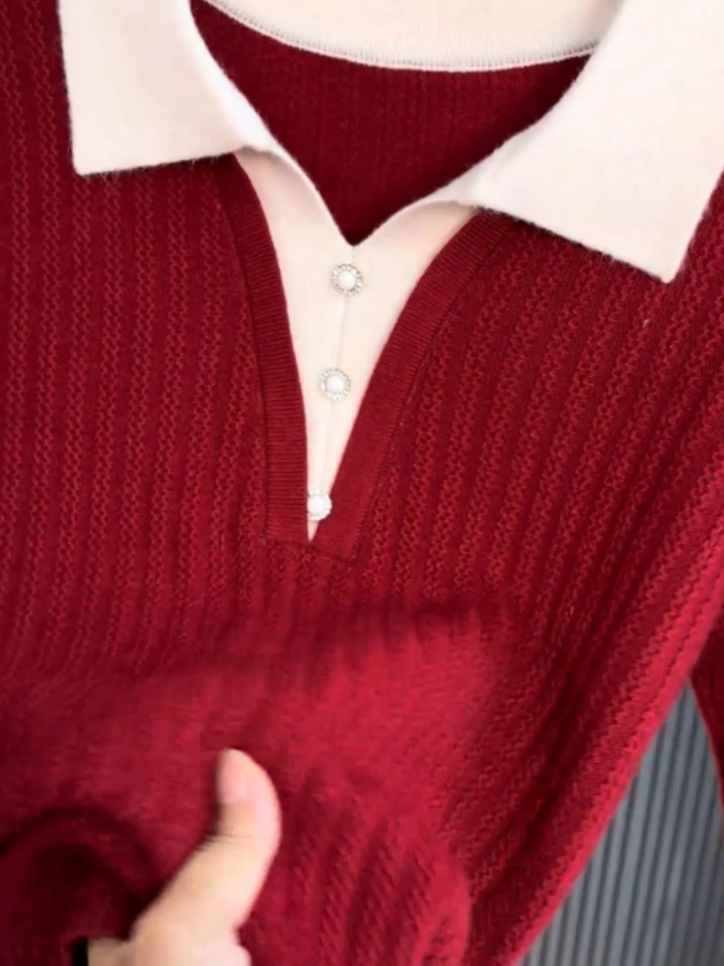 Faionable ريترو اللون الأحمر بلو طويل Sve محبوك سترة الشتاء Ele السنة الجديدة Camere أعلى المرأة الكورية Sle Strai...