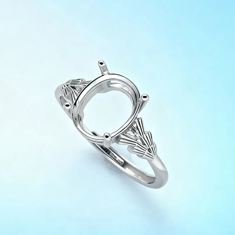 

925 Sterling Silver Women Engagement Wedding Ring 8x10mm Oval Cut Cabochon Semi Mount Ring Gemstone Setting