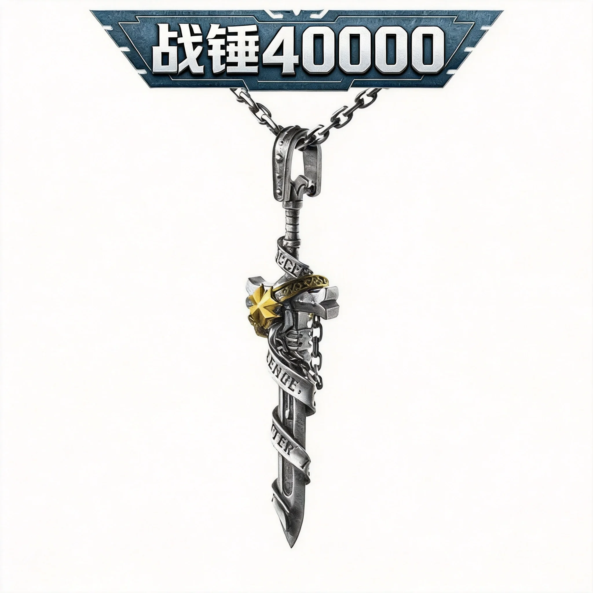 Vintage Warhammer 40k Inspired Black Templar Sword Pendant Necklace For Men Cool Gothic Metal Alloy Jewelry Lucky Protective Amu