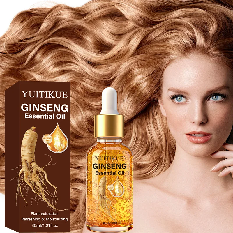 YUITIKUE Ginseng Essential Oil, 30ml Plant Extraction for Refreshing & Moisturizing Hair and Scalp Care