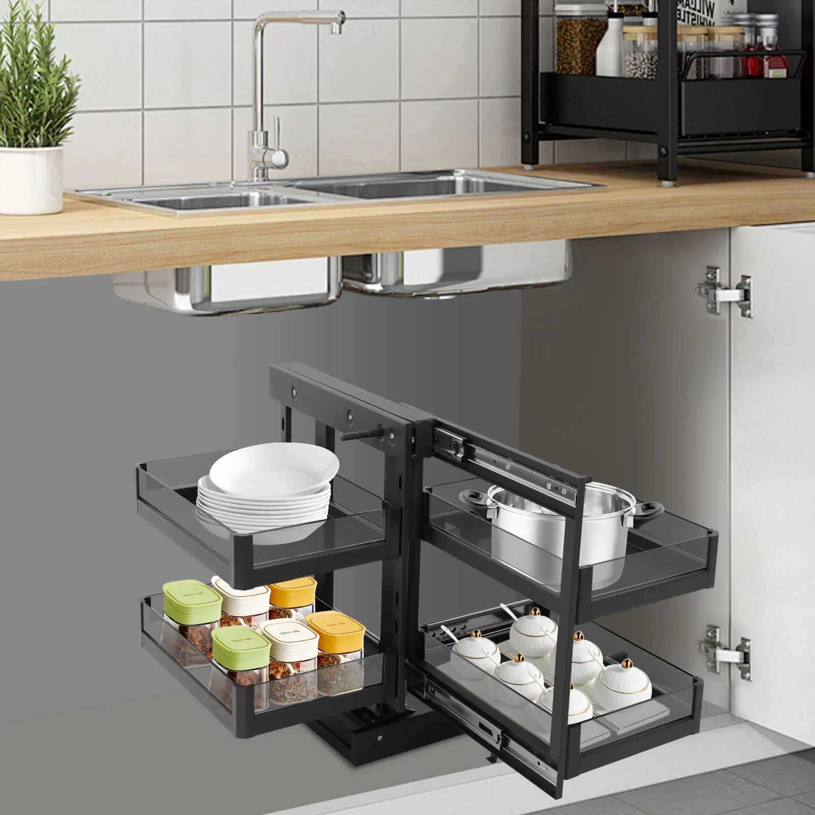 Pull Down Cabinet Organizer 2 Tier Kitchen Cabinet Pull Down Shelf Pull Out Organizer