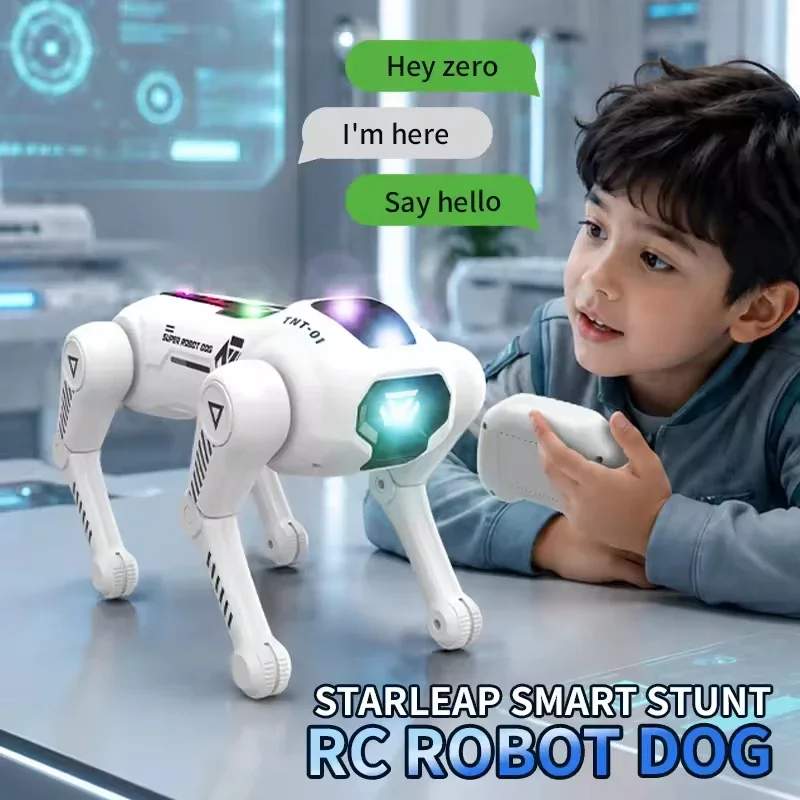 New JJRC R42 StarLeap AI Smart Robot Dog, Voice Control Programmable Stunt RC Dog with Lights Sing Dance Rolling