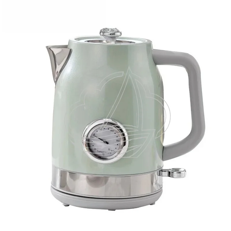 1.7L Large Household Stainless Steel Water Kettle Retro Temperature Gauge Quick Boiling Electric Pot