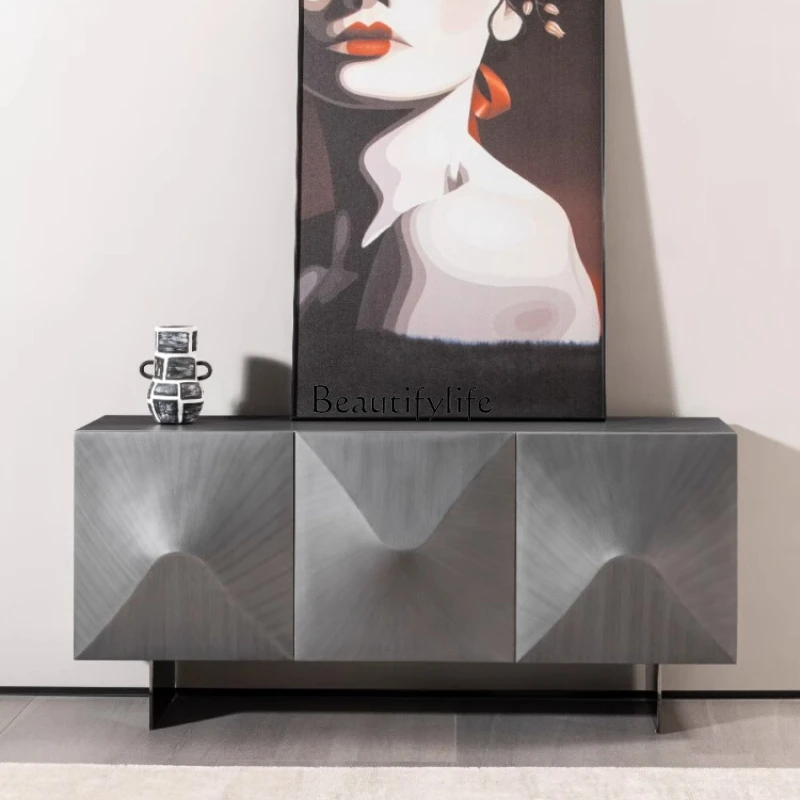 

05-Italian minimalist restaurant dining table dining side cabinet integrated locker high cabinet against the wall small apartmen