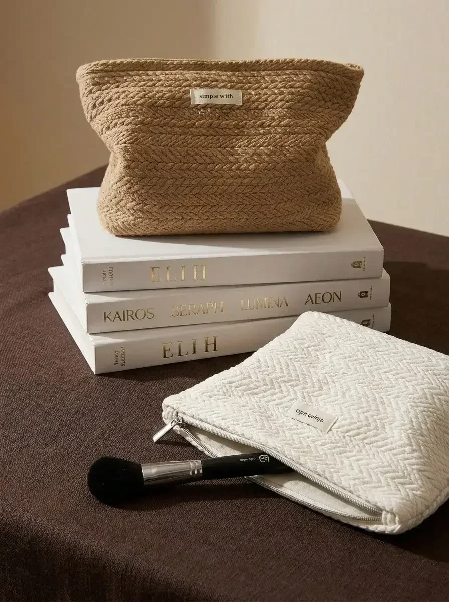 

1pc Piece Woven Makeup Bag - Bohemian Fashion Square Zipper Bag, Women's Floral Bag (Simple And Fashionable)