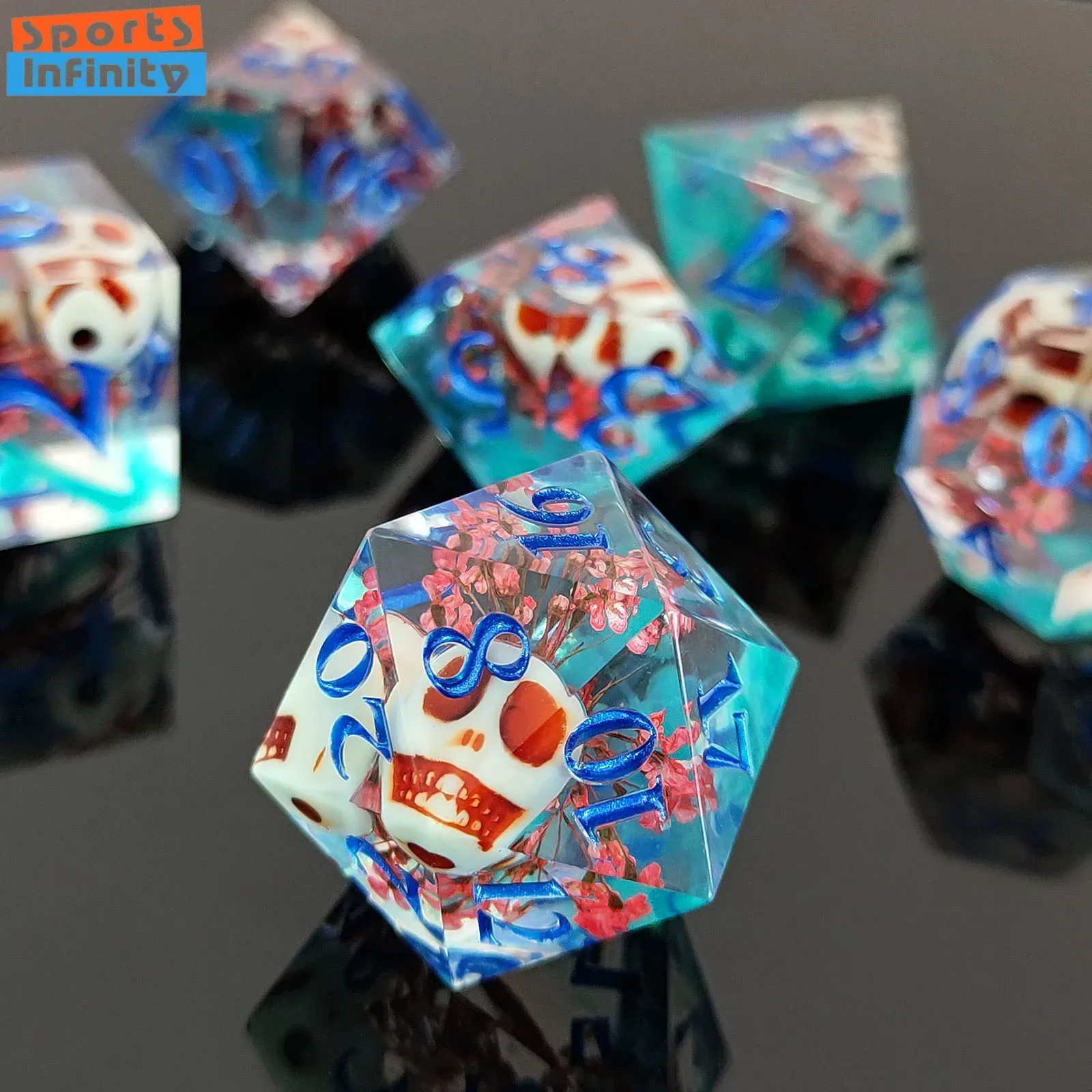 7pcs/set Transparent Resin Polyhedral Dice Digital Dice DND COC Running Group TRPG Cthulhu Board Game Dnd Dice Set Number Dices