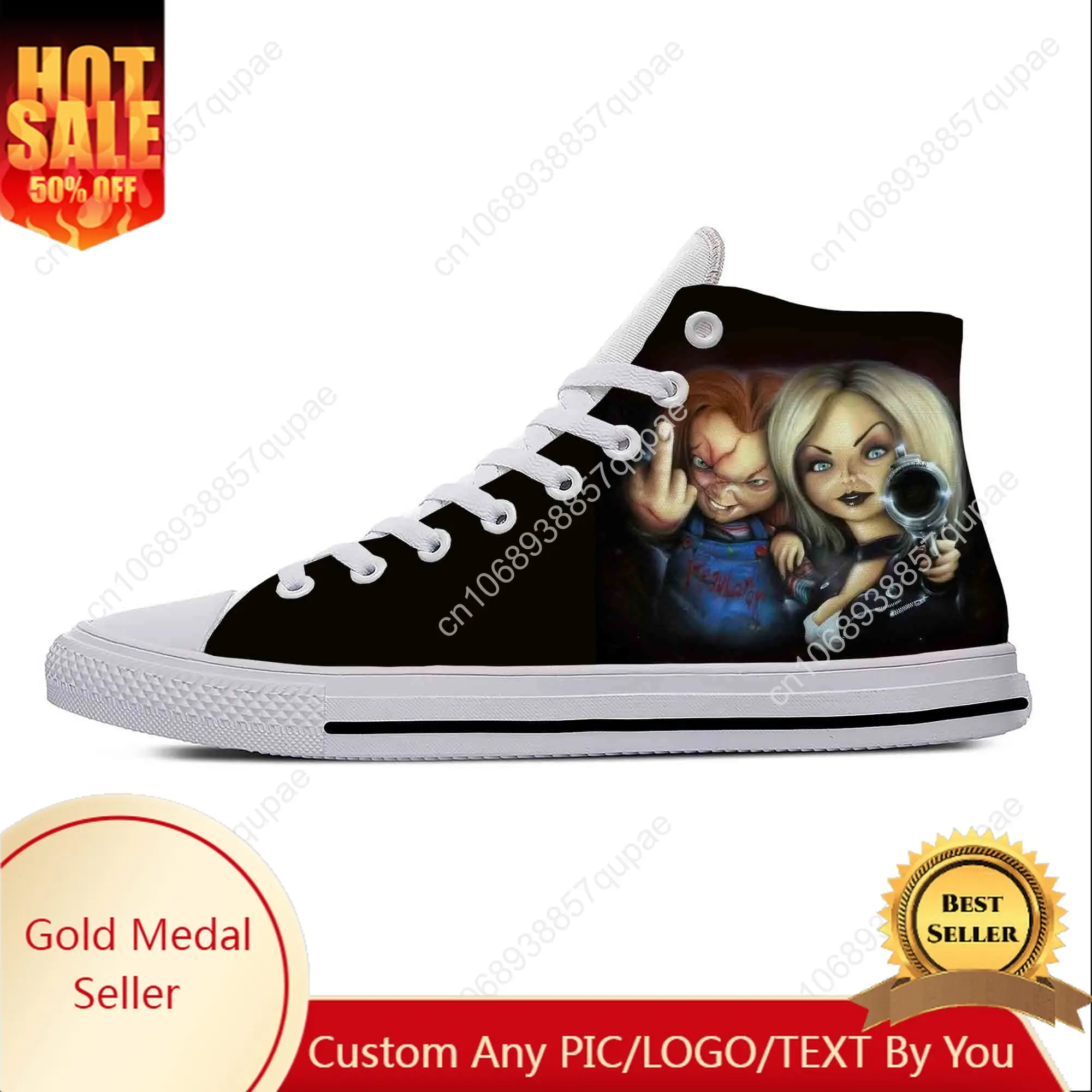 

Hot Anime Cartoon Comic Childs Play Chucky Horror Casual Cloth Shoes High Top Lightweight Breathable 3D Print Men Women Sneakers