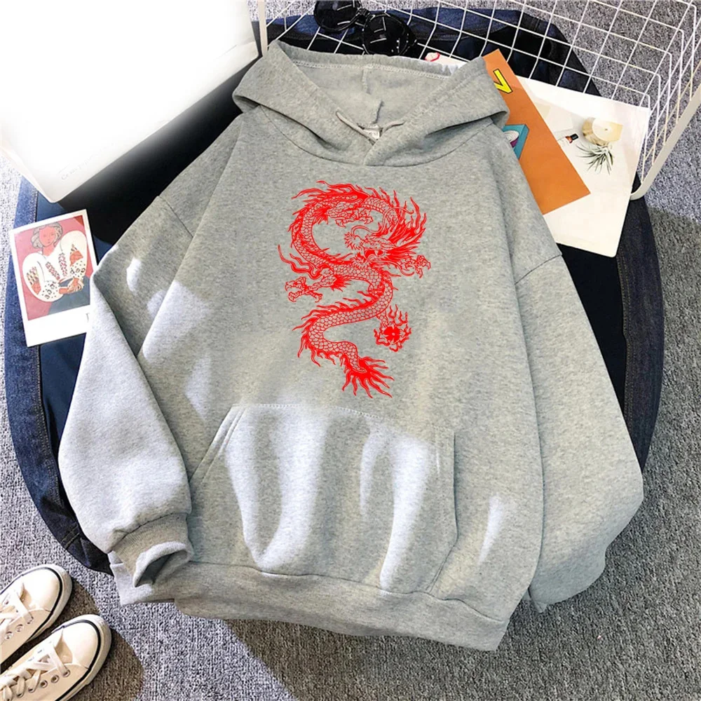 Fashion Red Dragon Print Hoodies Men Woman Hoody Casual Hoodie Oversized Hooded Sweatshirts Pullovers Unisex Tracksuits Clothing