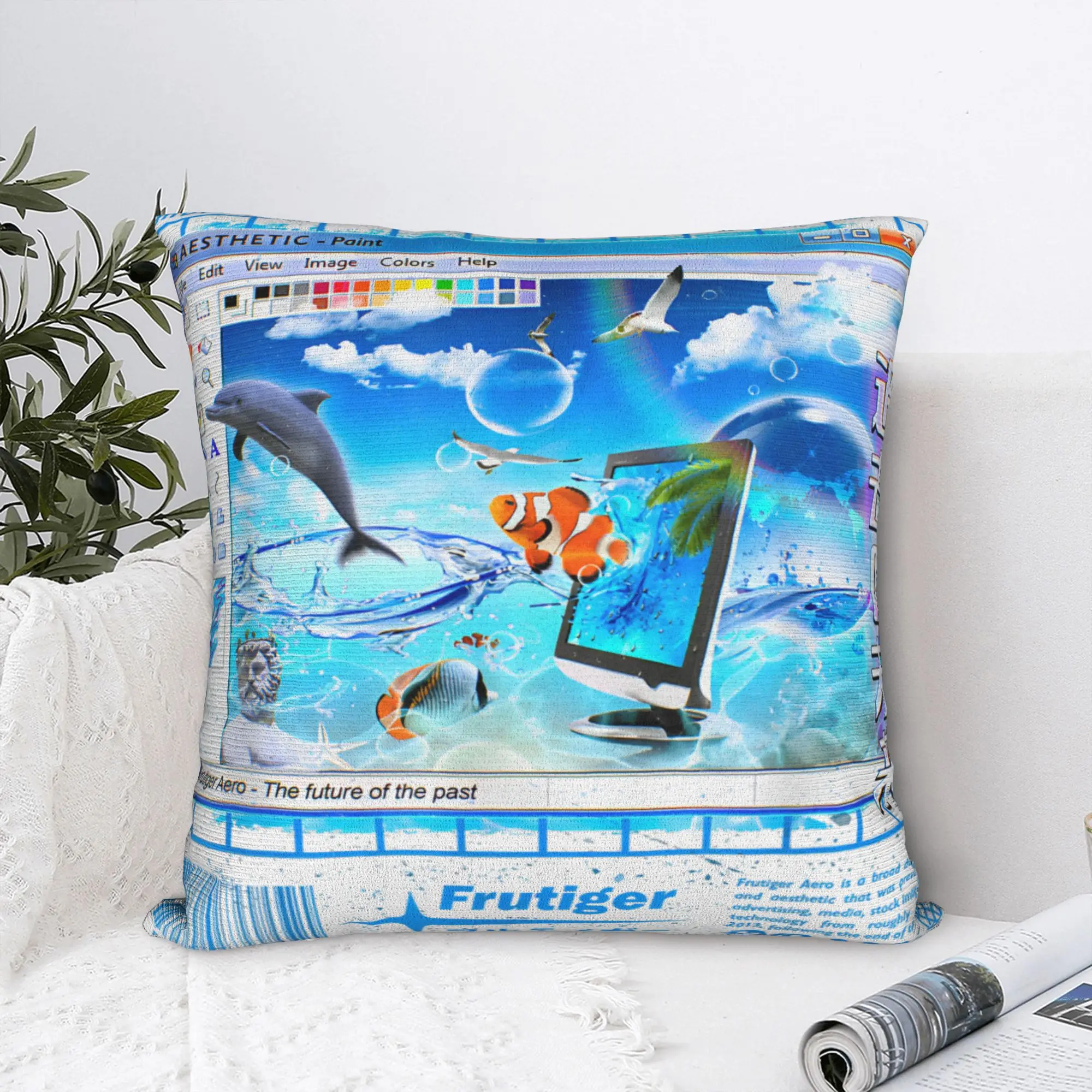 Frutiger Aero Pillowcase Polyester Cushion Cover Decorative Fashion Collection Throw Pillow Case Cover Seat Zippered 40*40cm