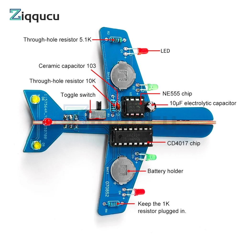 DIY Elektronik Kit LED Flow Licht Flugzeug Modell Kit DIY Elektronische Schweißen Praxis Kit Elektronische Wissenschaft Montage Kit