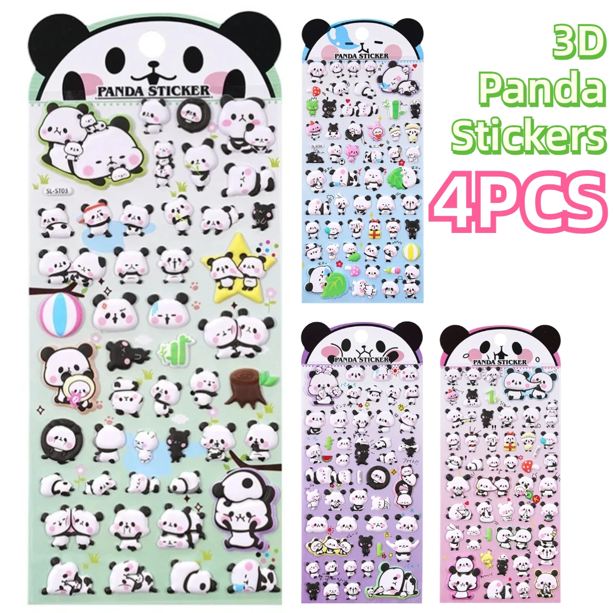 

New 3D Panda Stickers Cartoon Creative Children's Notebook DIY Material Notes Stationery Decoration Stickers Gift