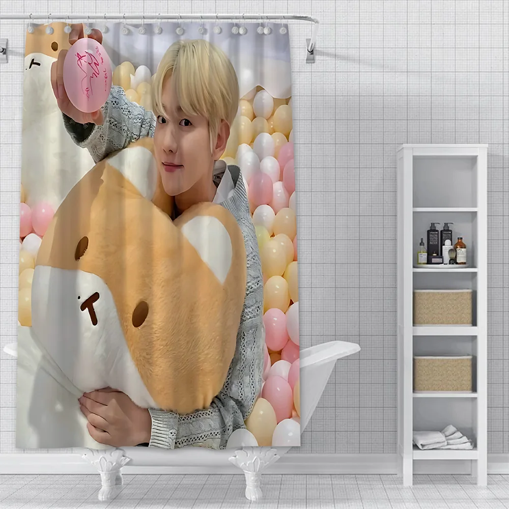 Hot Korean Singer B-Baekhyun Poster Shower Curtain Waterproof Polyester Fabric Paint Colorful Bath Curtains Curtain With Hook