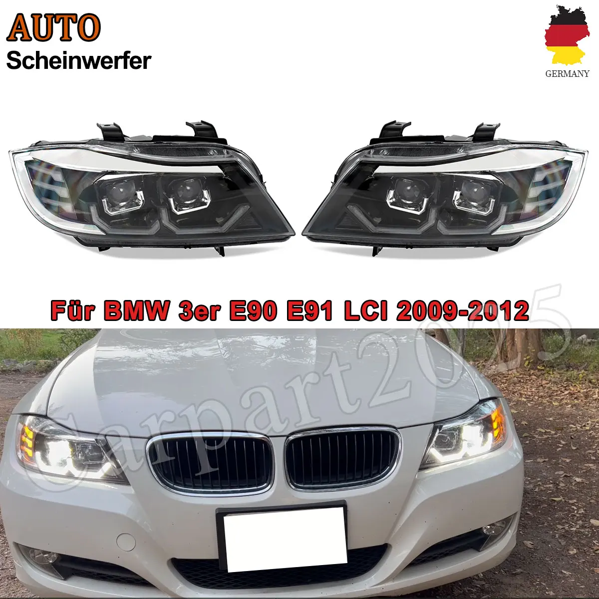 LHD Front Headlight For BMW E90 E91 3 Series 323i 325i 328i 335i 2008 2009 2010 2011 2012 Head Light Assembly Headlights Cover