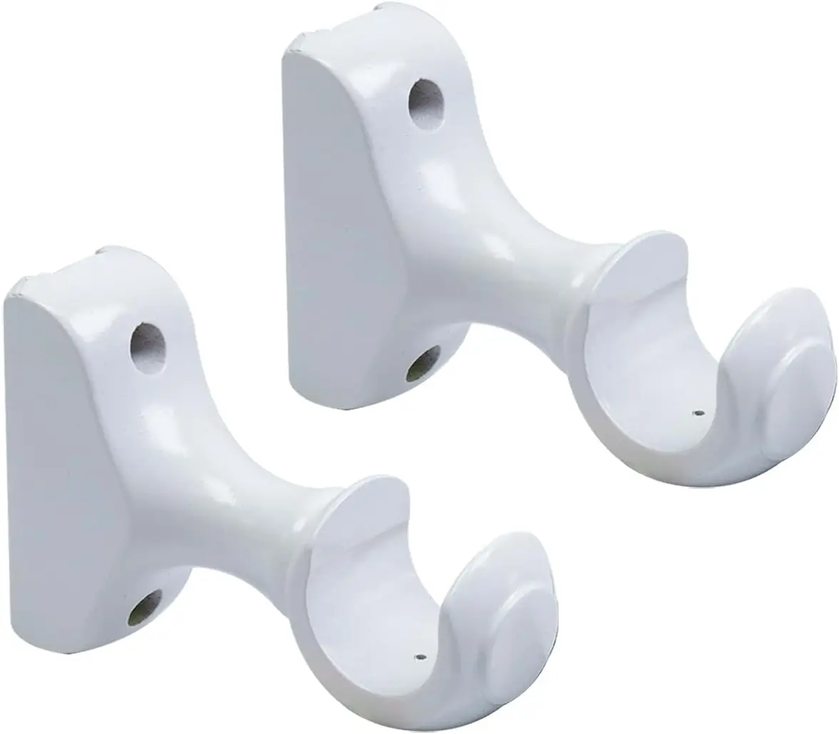 

2PCS Wooden Curtain Rod Bracket White Single Drapery Holder for Door Shower