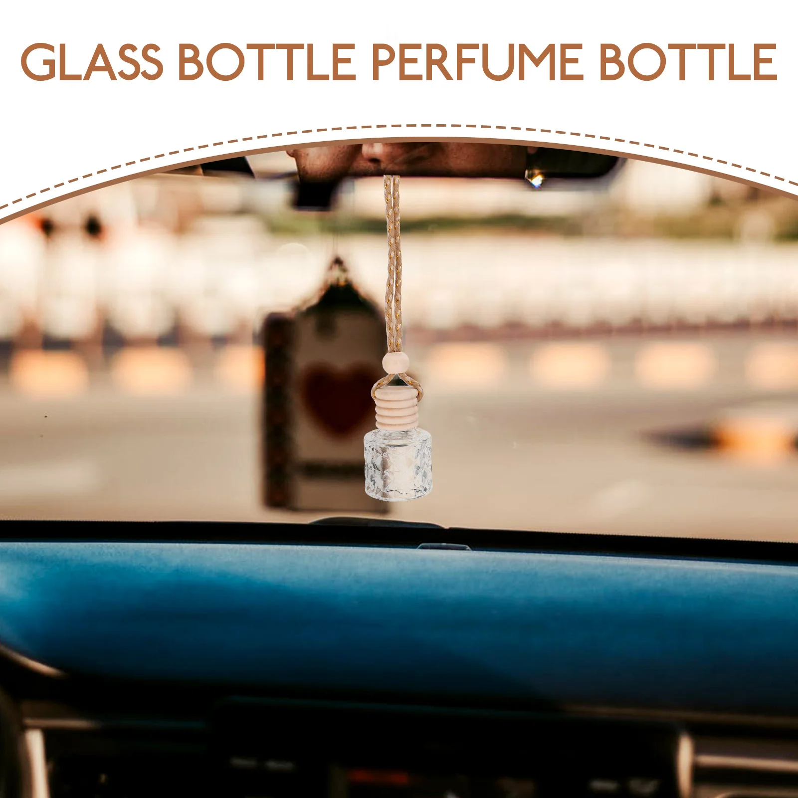 

6 Pcs Perfume 8ml Hanging Diffuser Glass Aromatherapy Air Freshener Essential Oil Car Hanging Essential Oil