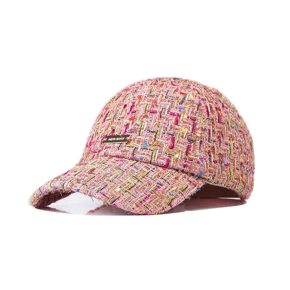 

X196 Fashion Casual Warm Color Yarn-dyed Fabric Adjustable Baseball Cap Ladies Thickened Cap Baseball Hat Adjust Caps