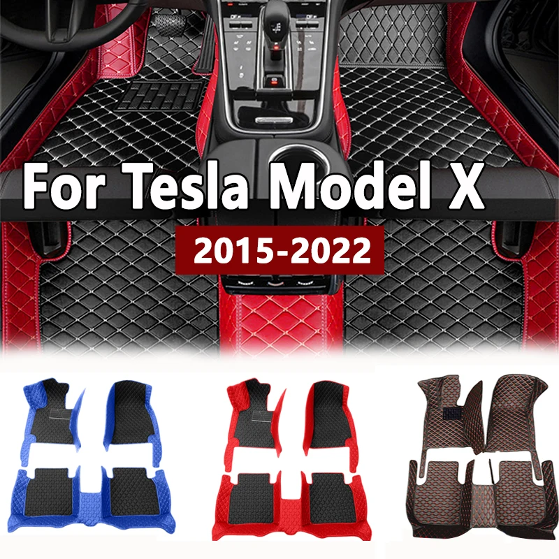 

Автомобильные коврики для Tesla Model X 7, полный комплект роскошных ковриков 2015 ~ 2022, коврик с защитой от грязи, кожаный коврик, автомобильные аксессуары, автомобильные коврики