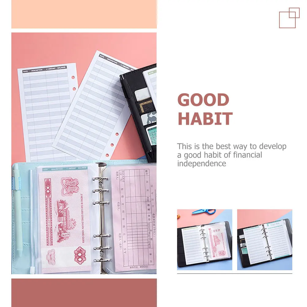 36 قطعة أوراق الميزانية النقدية الموثق الملء لكمة ثقب العملي مخطط الميزانية النقدية الموثق عبوة أوراق تتبع النفقات